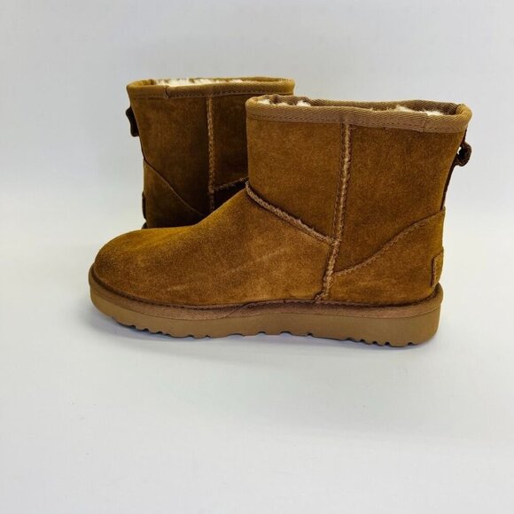 Ugg Australia Classic Mini Side Logo II Suede US Size 5 Tan Orange Logo - Picture 6 of 12